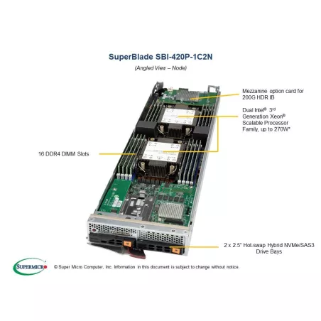 SBI-420P-1C2N Supermicro Intel -8U-20 blade- ICX-SP with 2 SAS
