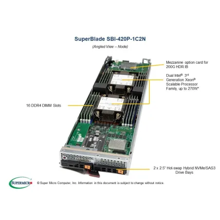  Supermicro SBI-420P-1C2N SBI-420P-1C2N Blade node Supermicro 1 460,00 $