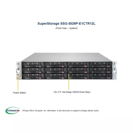 Supermicro SSG-5029P-E1CTR12L 2U (CSE-826BE1C-R802LP X11SPH-nCTF