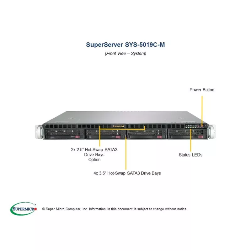 Supermicro SYS-5019C-M 1U CSE-813MFTQ-350CB2 X11SCM-F