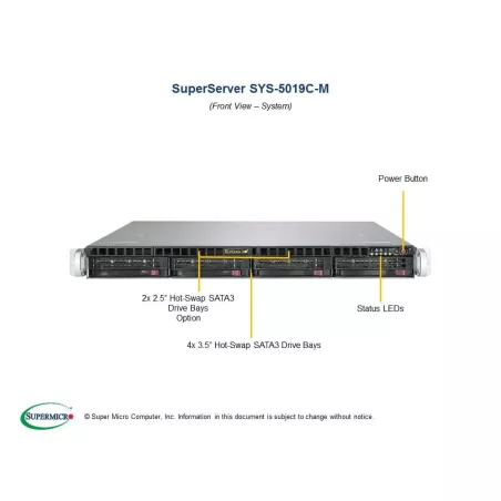 Supermicro SYS-5019C-M 1U CSE-813MFTQ-350CB2 X11SCM-F