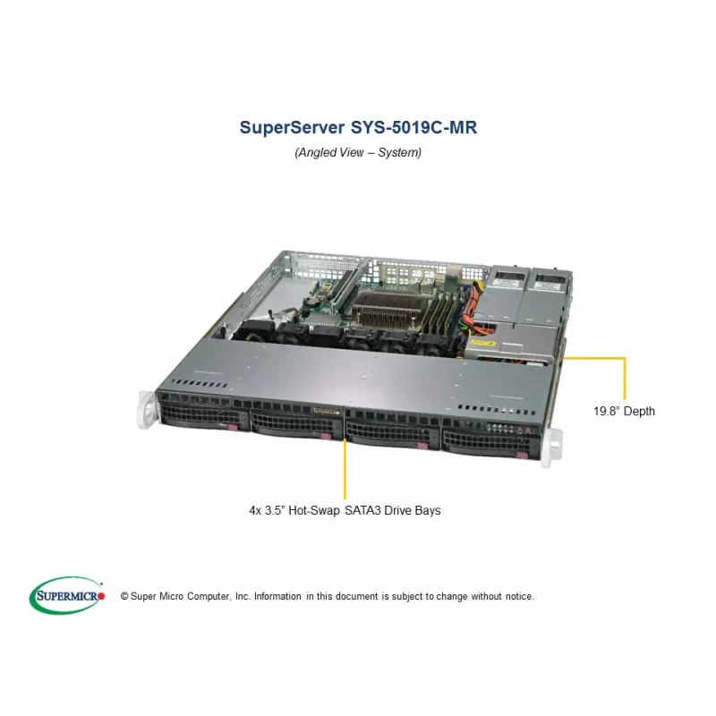 Supermicro SYS-5019C-MR 1U CSE-813MFTQ-R407CB X11SCM-F