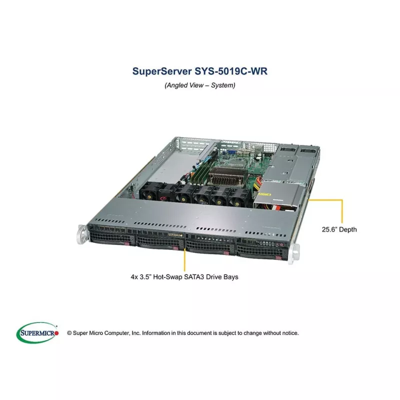 Supermicro SYS-5019C-WR 1U CSE-815TQC-R504WB2 X11SCW-F