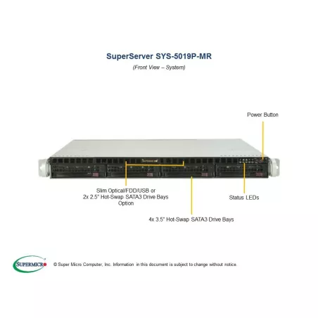 Supermicro SYS-5019P-MR 1U (CSE-813MFTQC-R407CB  X11SPM-F