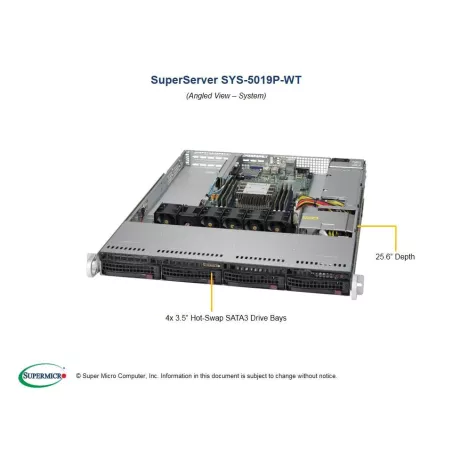 Supermicro SYS-5019P-WT 1U (CSE-815TQC-605WB X11SPW-TF