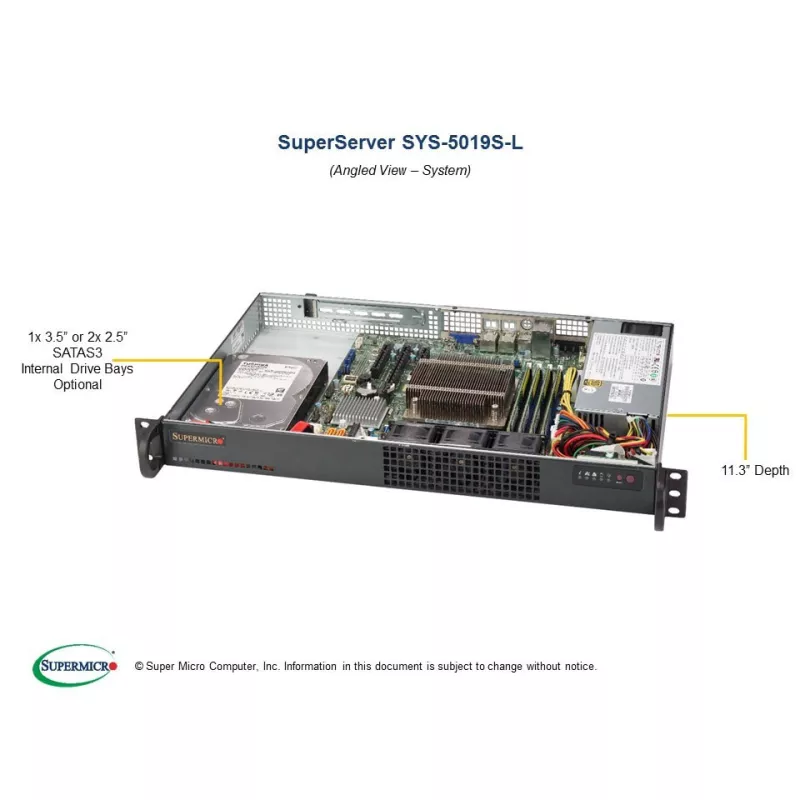 Supermicro SYS-5019S-L 1U (CSE-510-203B + X11SSL-F + PWS-203-1H
