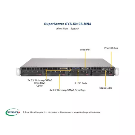 Supermicro SYS-5019S-MN4 1U (CSE-813MFTQC-350CB X11SSH-LN4F