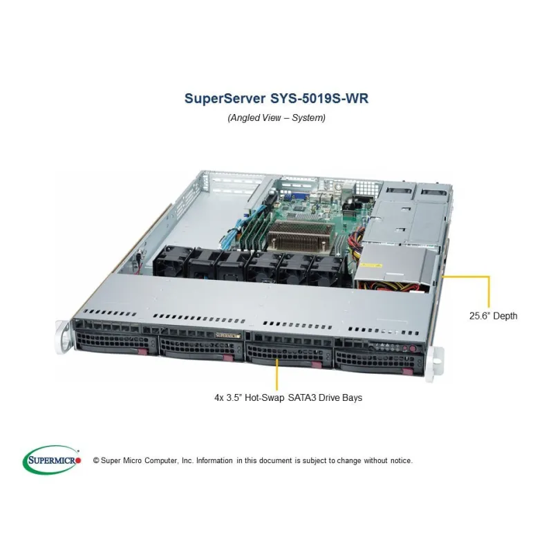 Supermicro SYS-5019S-WR 1U (CSE-815TQC-R504WB + X11SSW-F