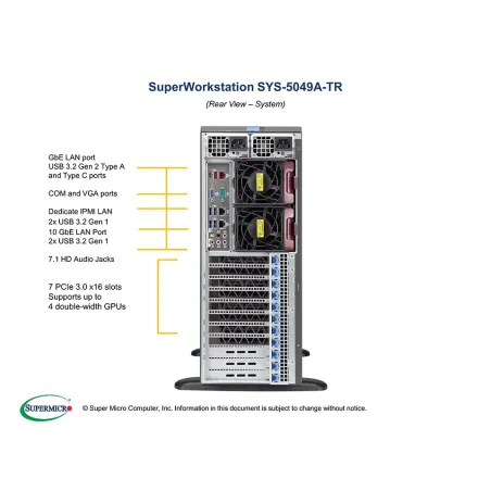  Supermicro SYS-5049A-TR Supermicro SYS-5049A-TR (CSE-747BTS-R2K20BP + X11SPA-T) 2 444,59 $