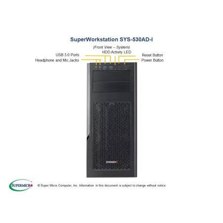 Supermicro SYS-530AD-I Tour CSE-GS5A-754K MBD-C9Z590-CG