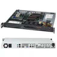 CSE-512F-600B Supermicro -NR-Black 1U 512 chassis w- 600W PWS