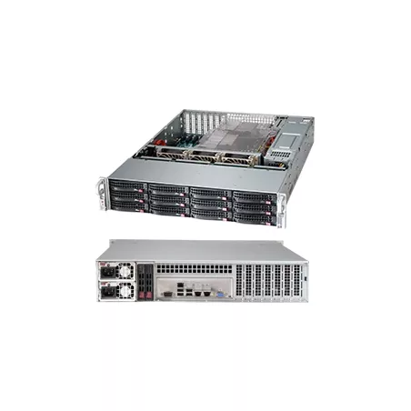 CSE-826BE1C4-R1K23LPB Supermicro Black 2U SC826B LP Chassis w- 1 SAS3 Redundant 1200W PWS