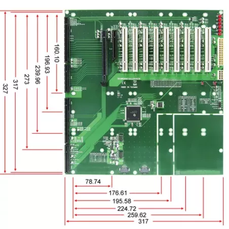 PBPE-12A9  12-slot [PCI-E x16 (1), PCI-E x8 (1, x4 signal), PCI (9)] PICMG 1.3 Industrial Backplane